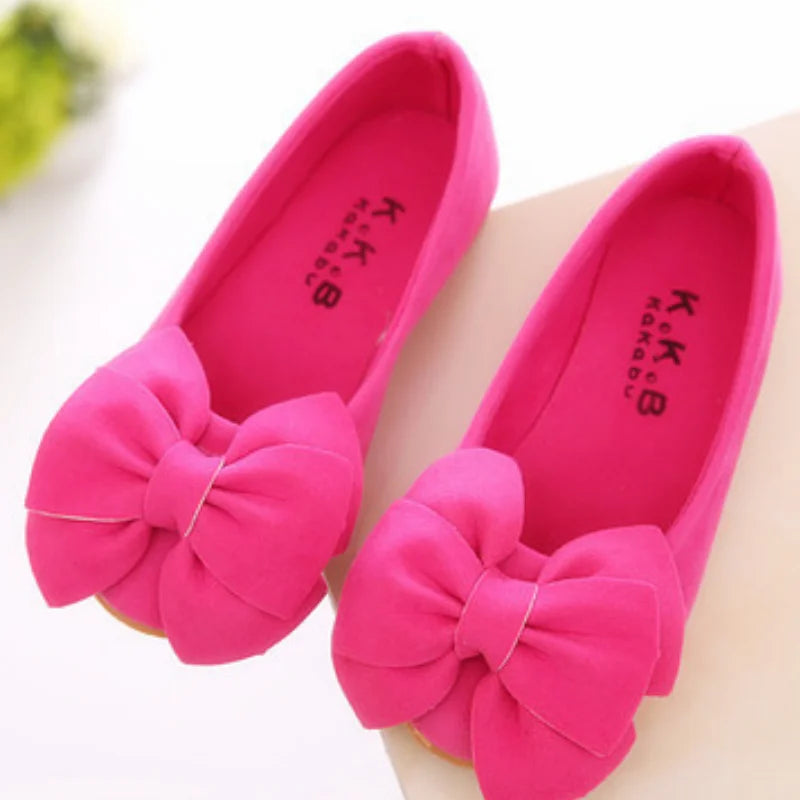 Spring Bow Kids Shoes for Girl 3 Colors Soft & Light Toddler Baby Sneakers Children Princess Ballet Flats Girls Shoes CSH016