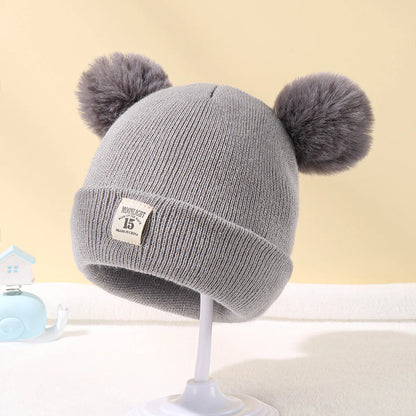 Solid Color Wool Knitted Bonnet Bebe Newborn Baby Hat Pompom Cute Winter Hat for Kids Boys Girls Children Warm Beanie Cap 0-3Y